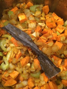 Sauteed Veggies - I added a piece of kombu seaweed to increase minerality. This seaweed will add richness to any stock without having to use salt.