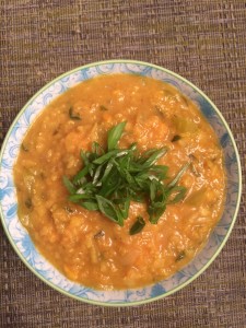 Curried Red Lentil Soup with Sweet Potato