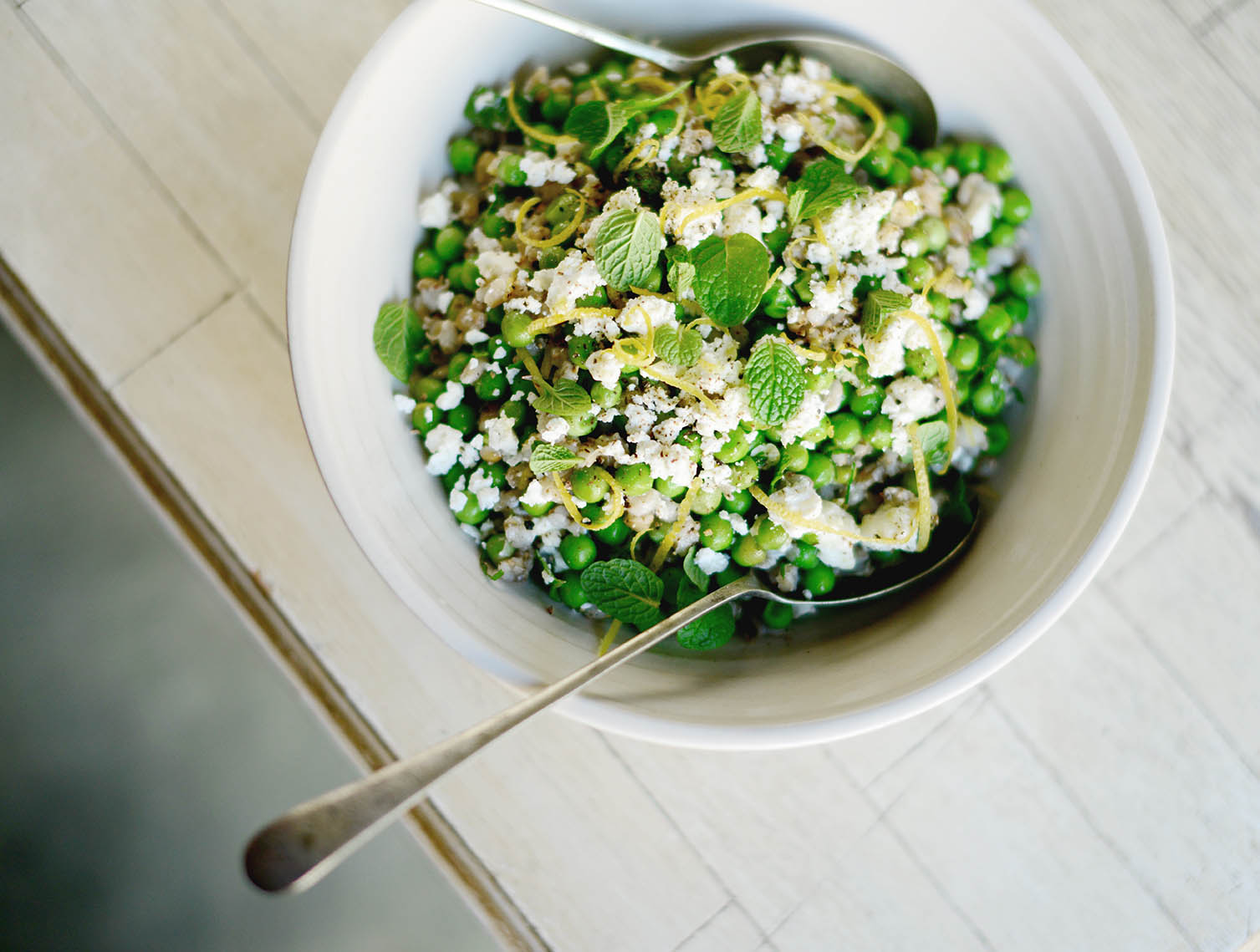Fresh Spring Peas with Mint and Feta.