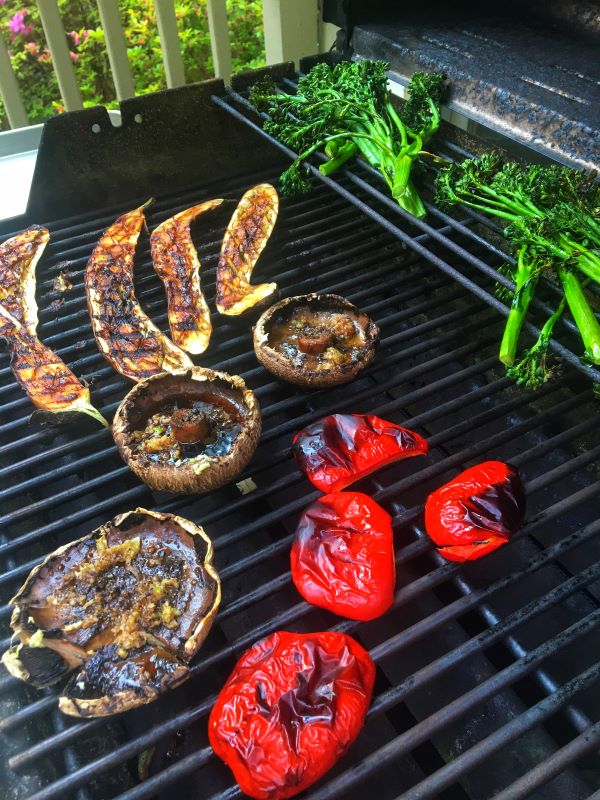 Grilled Eggplant Portobello Red Pepper Broccolini