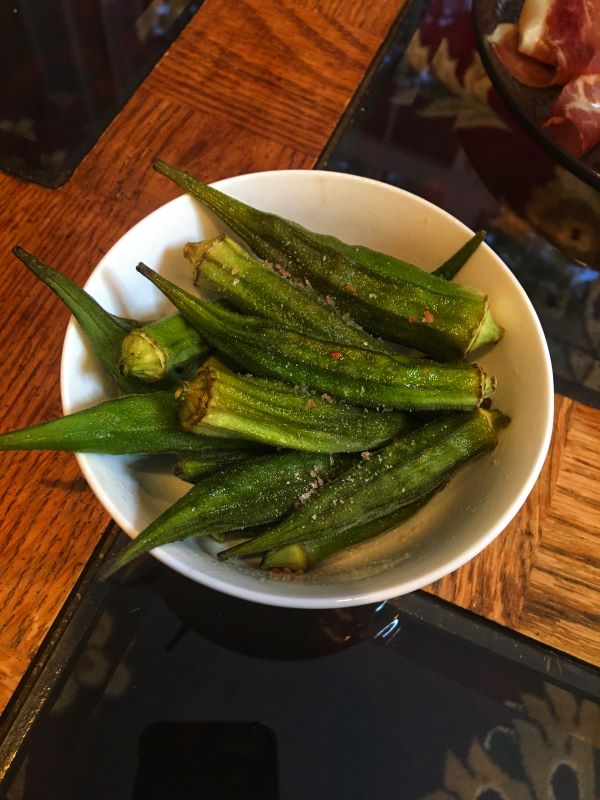 Grilled Okra with Himalayan Pink Sea Salt 