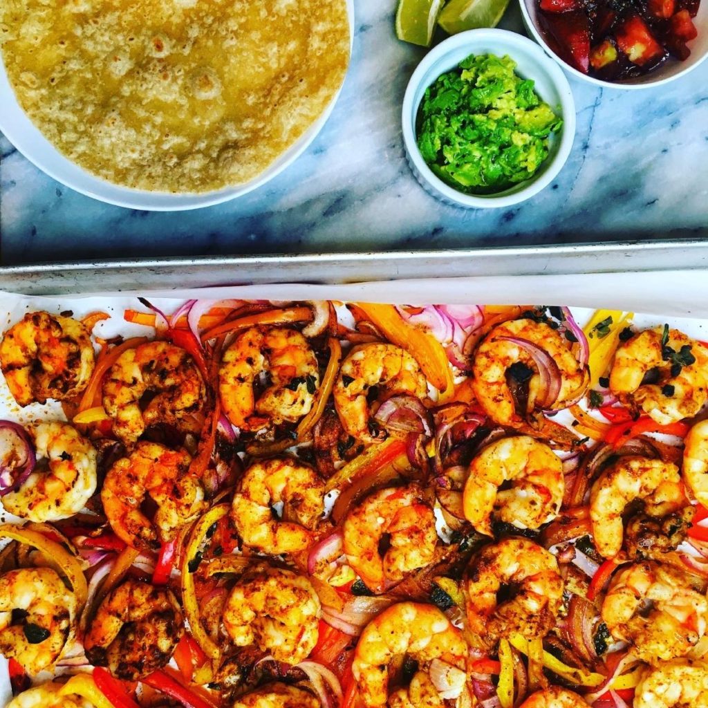 Shrimp Fajita with Condiments