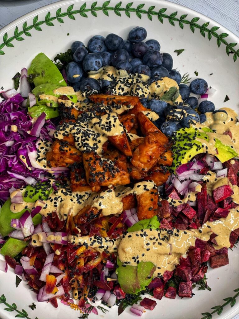 Purple Tempeh Tahini Sage Buddha Bowl