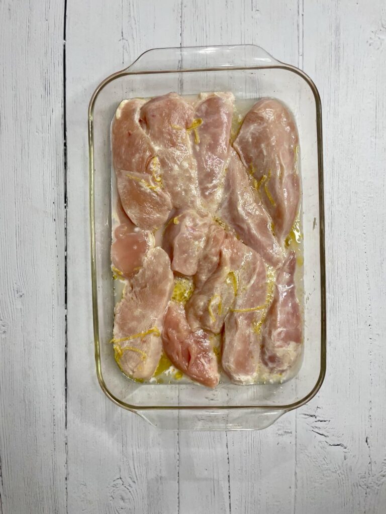 Chicken Marinating in Lemon Juice and Zest